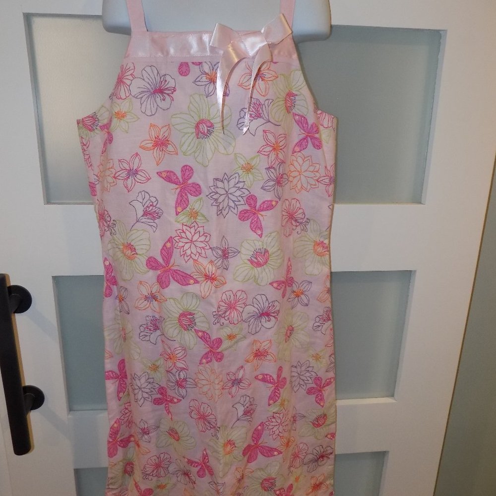 TALBOTS KIDS PINK W/FLOWERS LINED DRESS SIZE 18 GIRL'S NEW